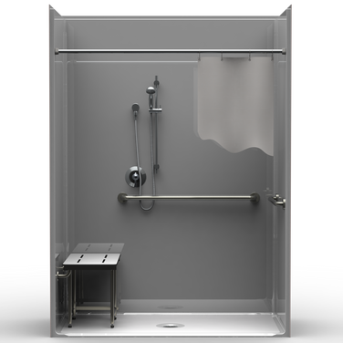ADA Shower Stall | 63 x 33 | Single-Piece | Extra Tall | Smooth