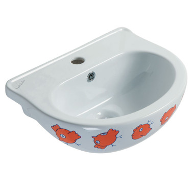 Wall Mounted Child Bathroom Sink | Whimsical Bird Decorations (B44CMD02)