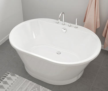 two person freestanding soaking bathtub 60 inch by 42 inch with front center drain