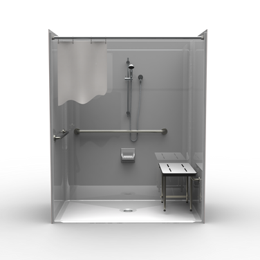 ADA Shower | 63 x 37 | One-Piece | Center Drain | Smooth