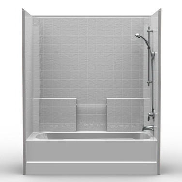 60 x 32 single-piece bathtub shower combo with 4-inch classic tile wall finish