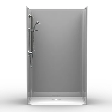 48 x 36 roll-in shower stall with single-piece construction and smooth wall finish