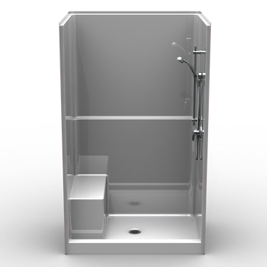 Curbed Shower | 48 x 36 | Built-in Seat | Single-Piece | Smooth