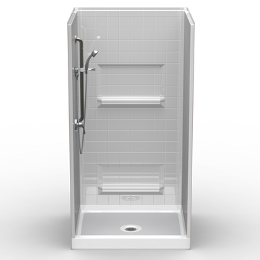 Curbed Shower Stall | 42 x 36 | Multi-Piece | 4" Tile Pattern