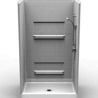 Curbed Shower Stall | 48 x 36 | Multi-Piece | 4" Tile Pattern
