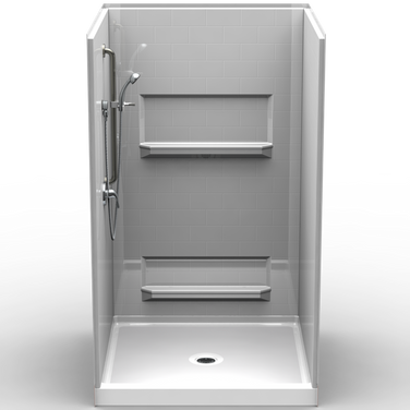 Curbed Shower Stall | 48 x 48 | Multi-Piece | Subway Tile