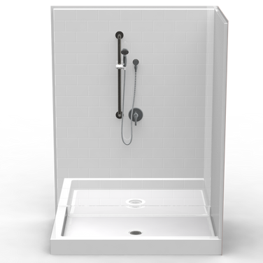 Curbed Corner Shower | 60 x 36 | Multi-Piece | Subway Tile