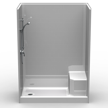 Curbed Shower Stall | 60 x 30 | Built-in Seat | Multi-Piece