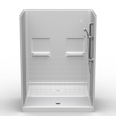 Curbed Shower Stall | 60 x 36 | Multi-Piece | 4" Tile Pattern