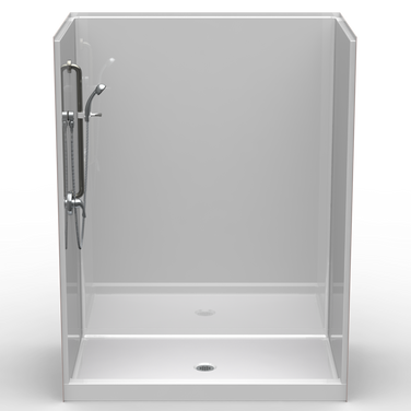 Curbed Shower Stall | 63 x 37 | Multi-Piece | Smooth Wall