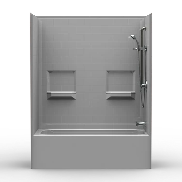 60 x 32 bathtub shower combo with 4-piece subway tile wall surround