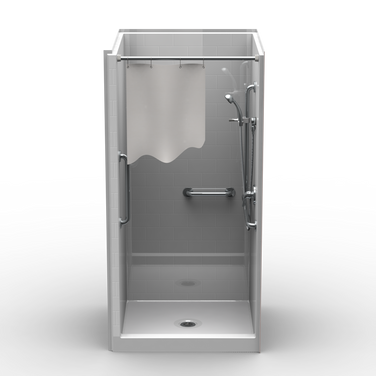 Curbed Shower Stall | 40 x 38 | Single-Piece | Subway Tile