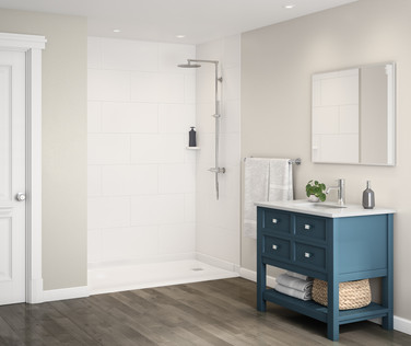 White Shower Base Beveled  Accessible Curbless