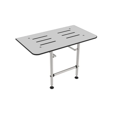 Heavy-duty ADA folding shower seat with stainless steel support legs