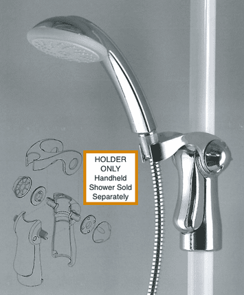 Handheld Shower Head Holder in Chrome | For Grab Bars