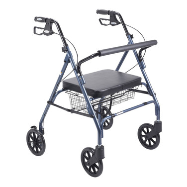Bariatric Rollator with Padded Seat | Blue | 500 lbs wt cap