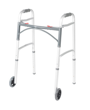 Deluxe Two Button Folding Walker | 5" Wheels