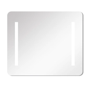 LED bathroom mirror with touch sensor, sleek rectangular design, with two vertical light strips for enhanced illumination