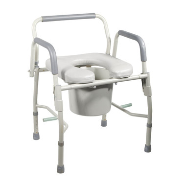 Steel Drop Arm Bedside Commode with Padded Seat and Arms Steel Drop Arm Bedside Commode with Padded Seat and Arms