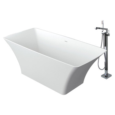 60-in x 30-in x 24-in Freestanding Tub and Faucet Kit, White TRS_SLY6030-T4220