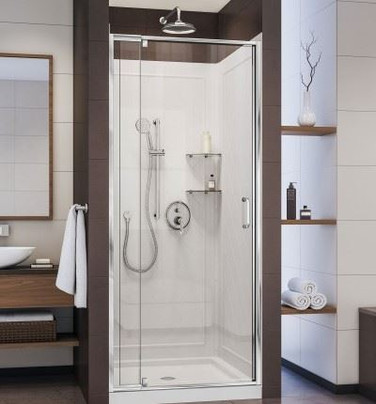 36 x 36 Shower Kit with Shower Door, Pan & Walls | White (DL-6217C-01CL)