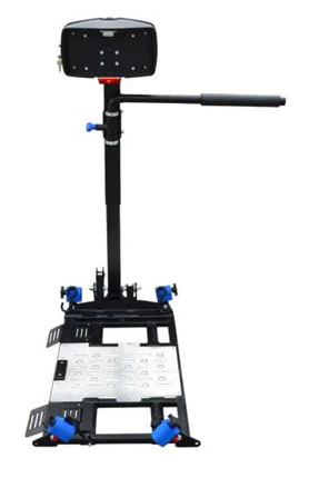 Tablet mount for power scooters and wheelchairs, with adjustable height, secure docking mechanism