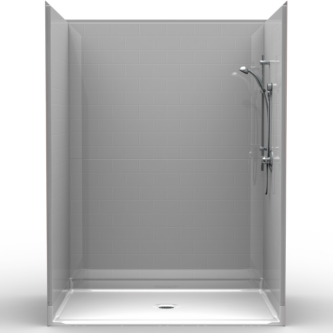 Barrier Free Shower Stall | 72 x 48 | Multi-Piece | Subway Tile