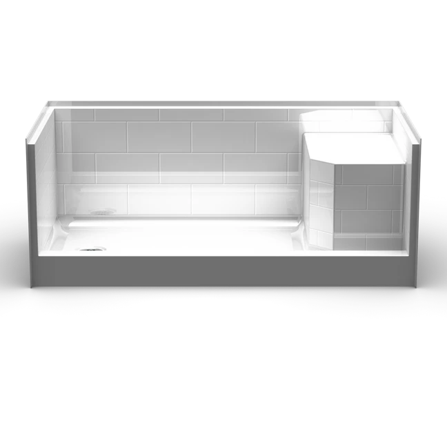 Shower Base With Molded Seat | 60 x 36 | L/R Drain | 5" Curb