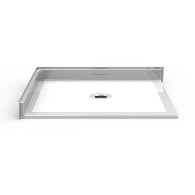 48 x 48 double entry barrier free shower pan with center drain and low threshold