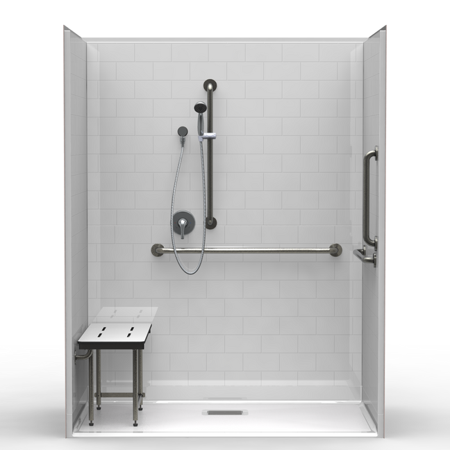 ADA Shower | 63 x 37 | Rear Square Drain | Multi-Piece