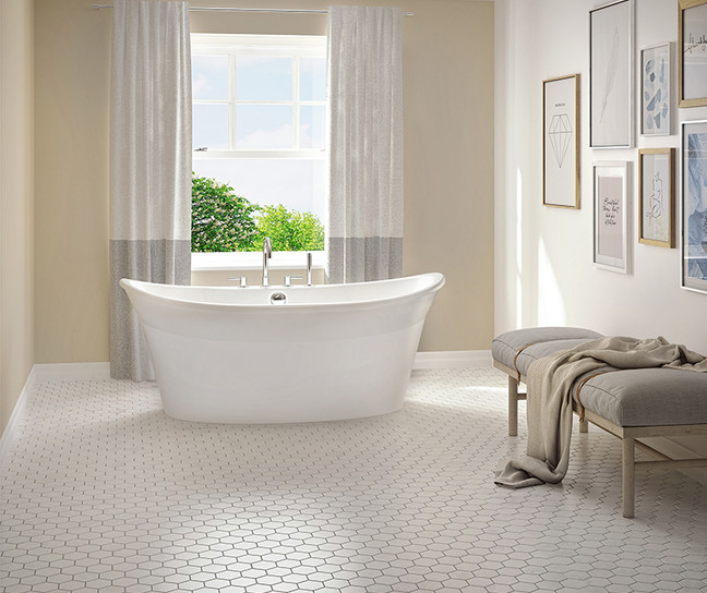 60 x 32 Clara freestanding bathtub with center drain and durable AcrylX finish