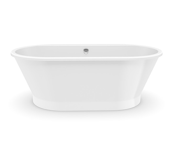 66 x 36 Cyrus freestanding bathtub with white AcrylX finish and front center drain