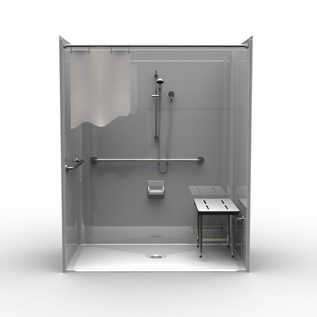 ADA Shower | 63 x 37 | One-Piece | Center Drain | Smooth