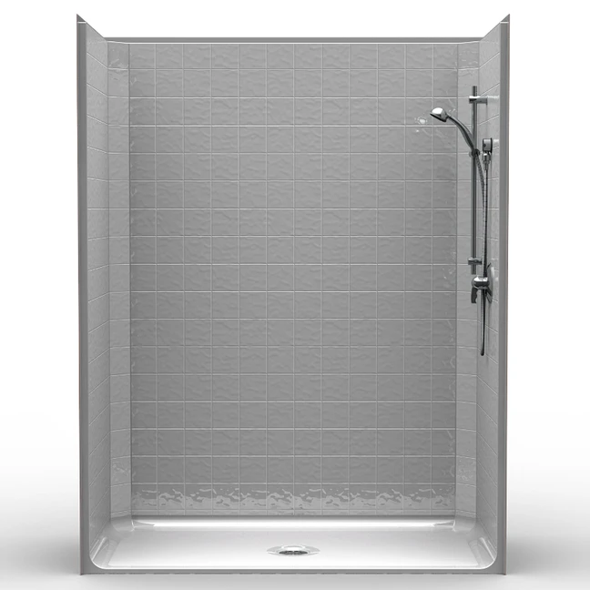 Roll-in Shower Stall | 60 x 30 | Single-Piece | 4" Tile Pattern