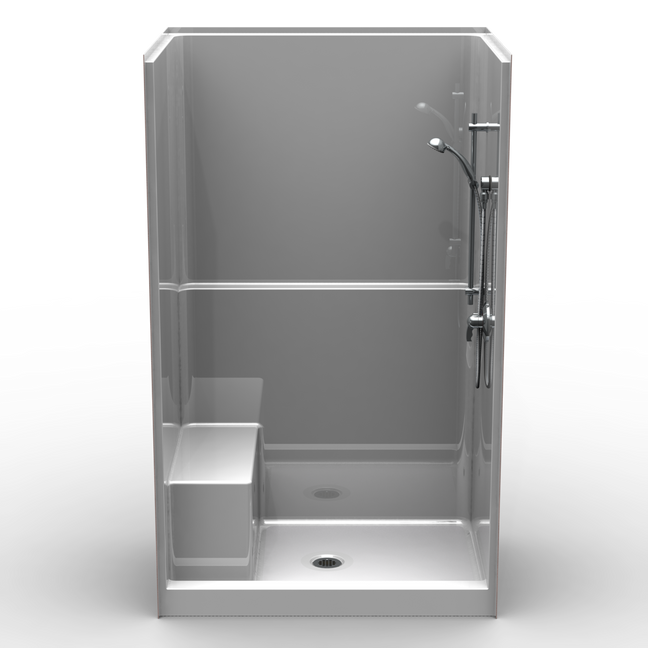 Curbed Shower | 48 x 36 | Built-in Seat | Single-Piece | Smooth