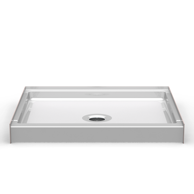 42 x 36 curbed shower pan with center drain and 4 inch threshold