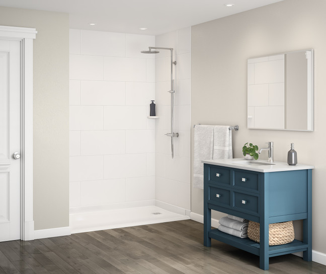 White Shower Base Beveled  Accessible Curbless