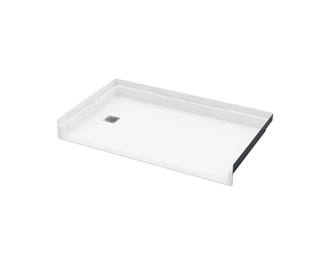 60 x 32 barrier-free shower pan for tub-to-shower conversion with low roll-in threshold