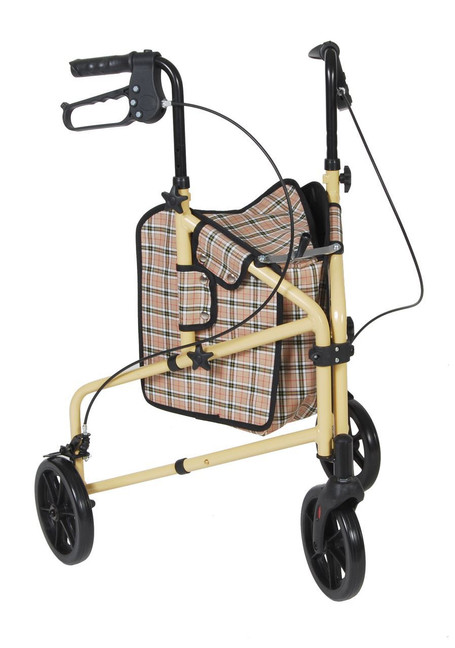 4-wheel rollator walker in red with removable back, with 6-inch wheels and a sturdy aluminum frame