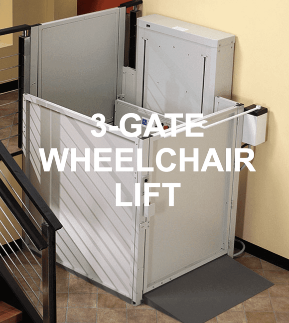 3-gate wheelchair lift with enclosure
