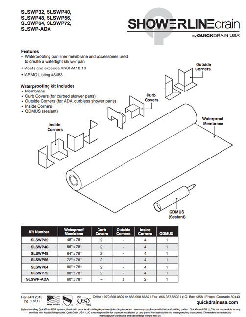 QUICKdrain ADA Shower Waterproofing CURBLESS Shower100