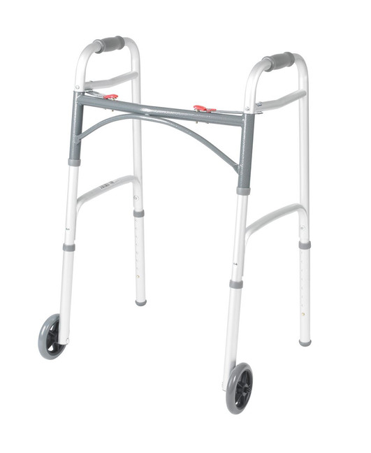 Deluxe Two Button Folding Walker | 5" Wheels
