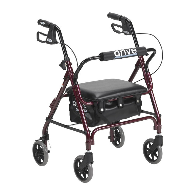 Junior Rollator Rolling Walker with Padded Seat | Red