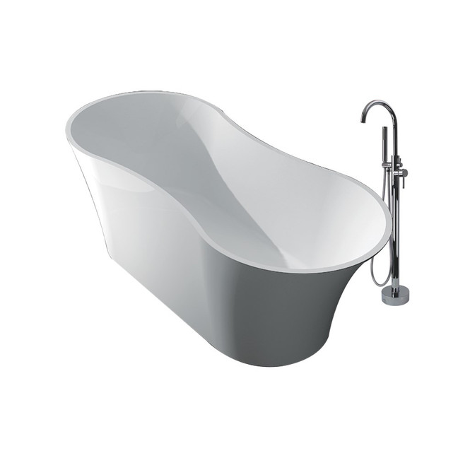64.17-in x 28.74-in x 28.74-in Freestanding Tub and Faucet Kit, White TRS_SMU6429-T4200