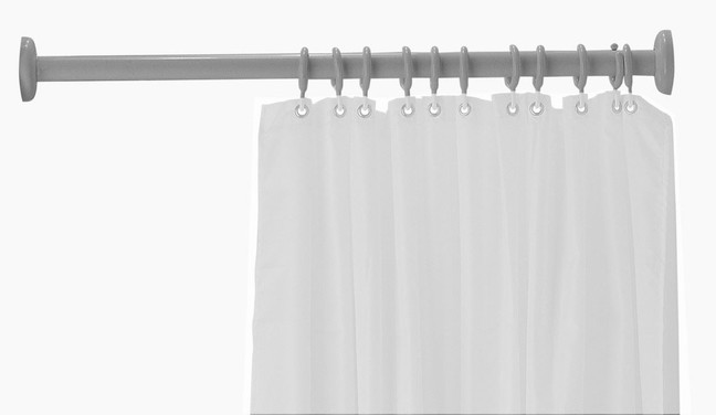 EZ Able® Straight Shower Curtain Rod Kit with white curtain