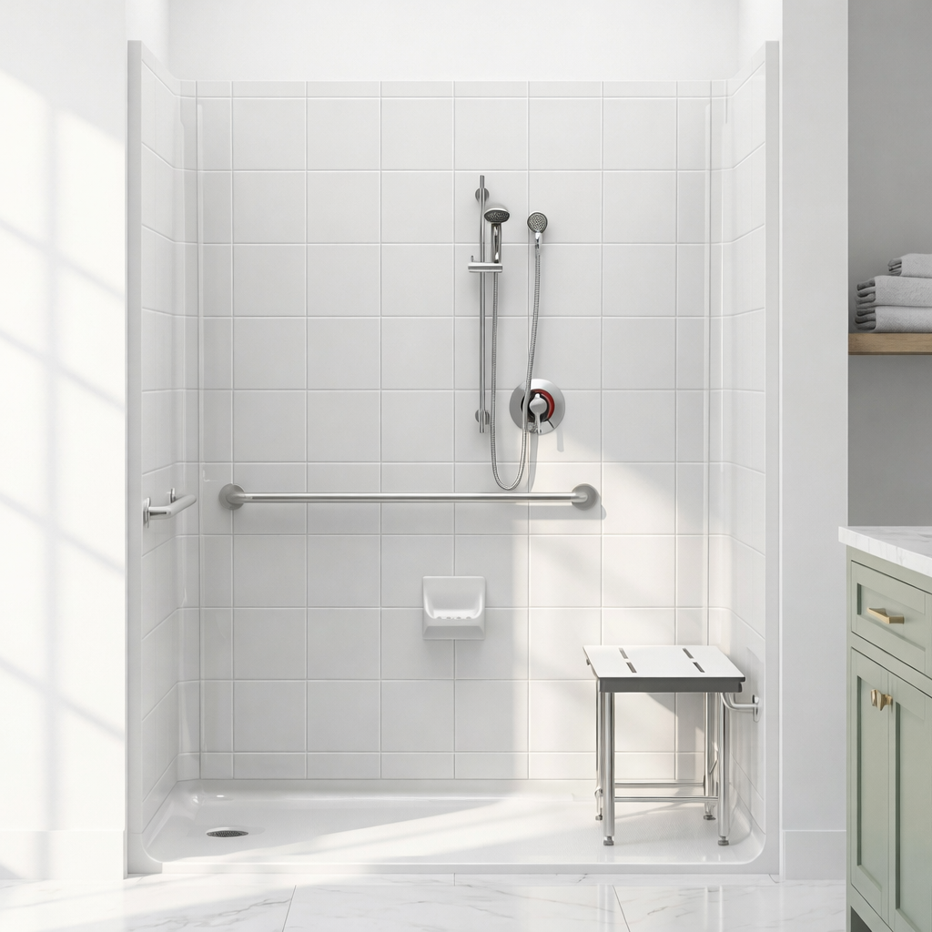 Walk-in shower kit with accessible entry