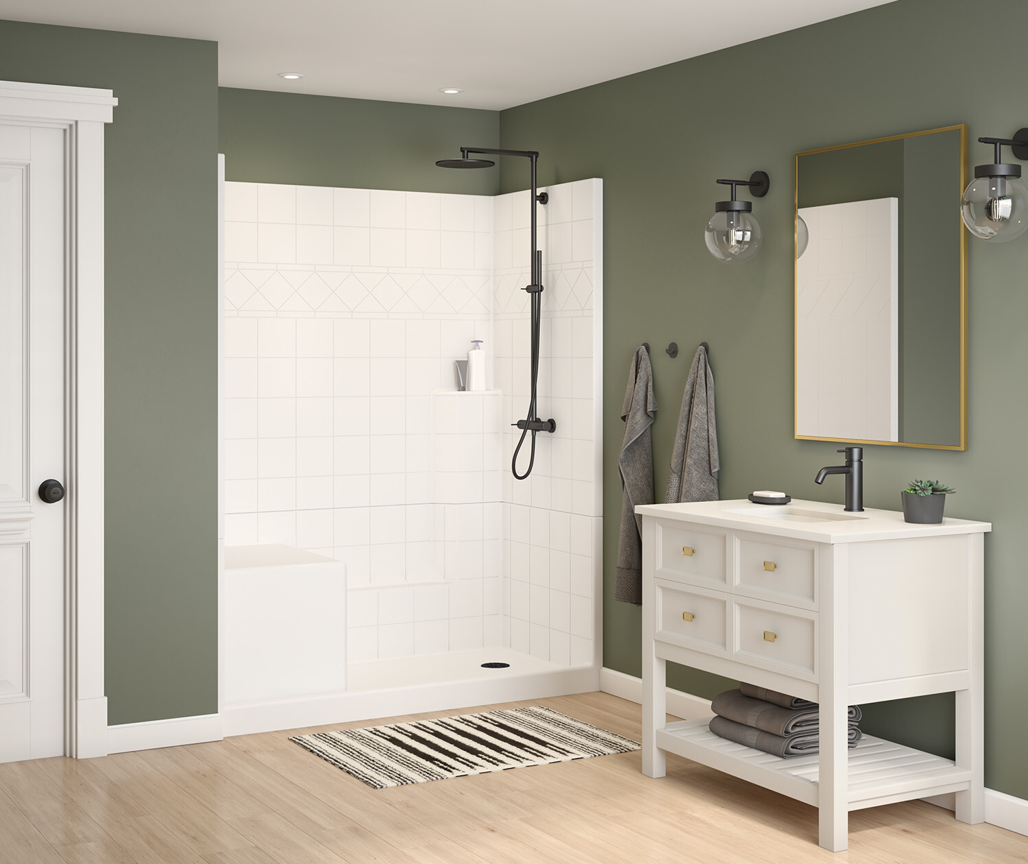Walk-In Shower Kits with Built-In Seat
