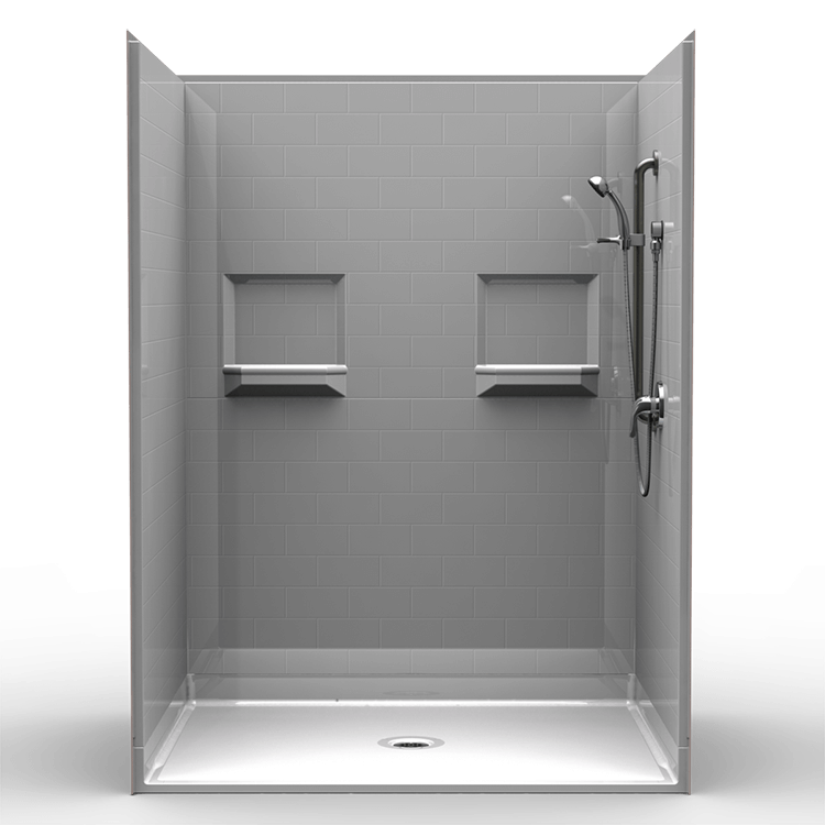 Barrier Free MultiPiece Shower Stall 60 x 48 Subway Tile