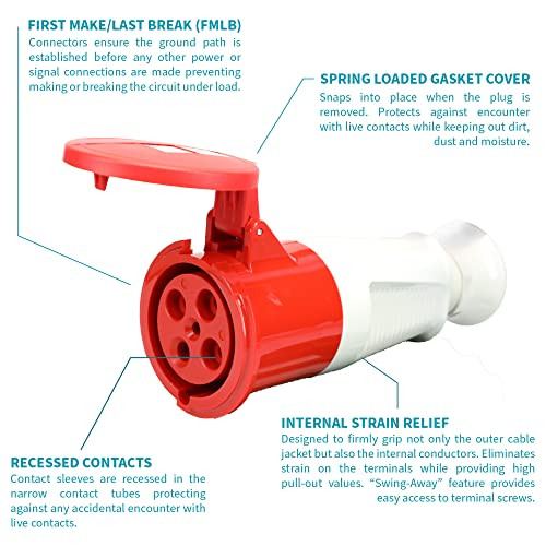 Walther Electric 361419 Pin and Sleeve Connectors 60A 4 Wire 3Ø 480 VAC