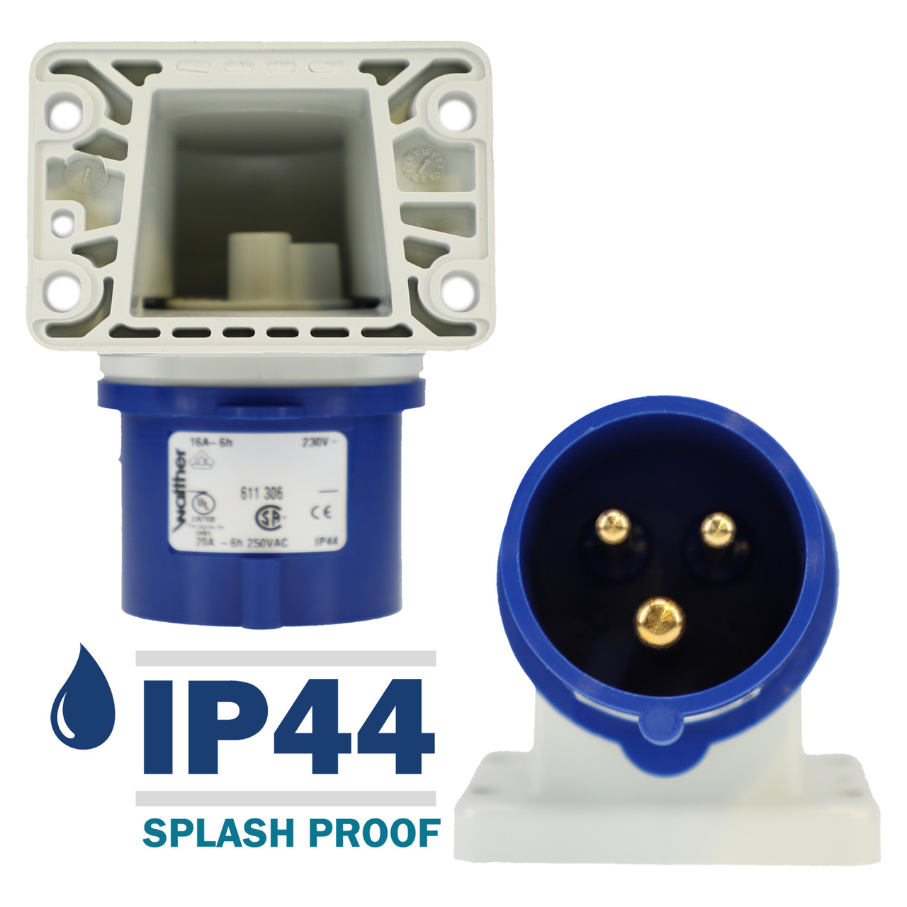 611306 inlet carries an environmental rating of IP44 Splashproof